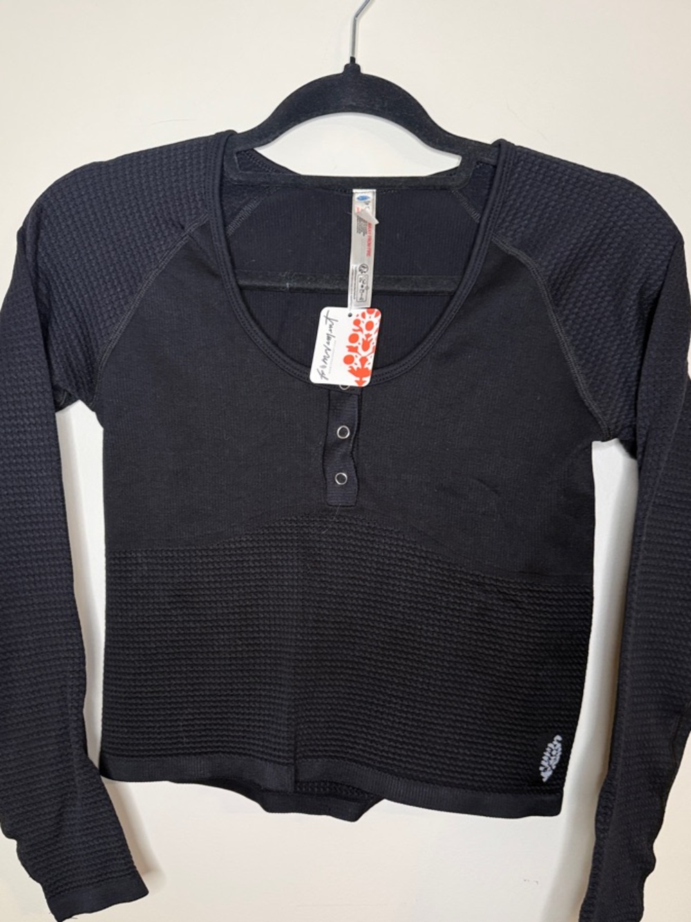 FP Movement by Free People Black Long-Sleeve Thermal Henley